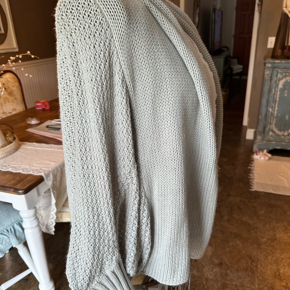 Light Grey Chunky Knit Cocoon Sweater - Picture 2 of 6